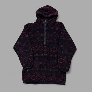 Vintage Lands End Snowflake Patterned Half Zip Fleece Jacket Small